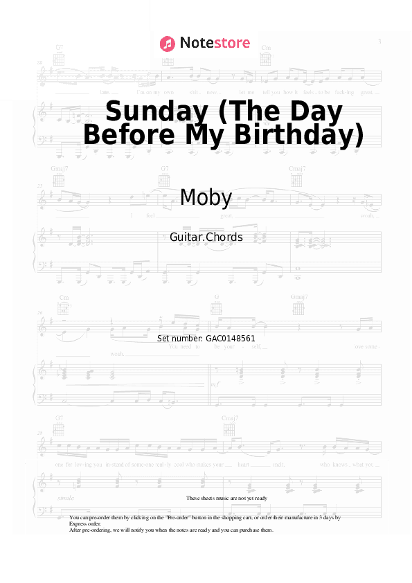 Sunday (The Day Before My Birthday) - Moby Chords - Guitar.Chords