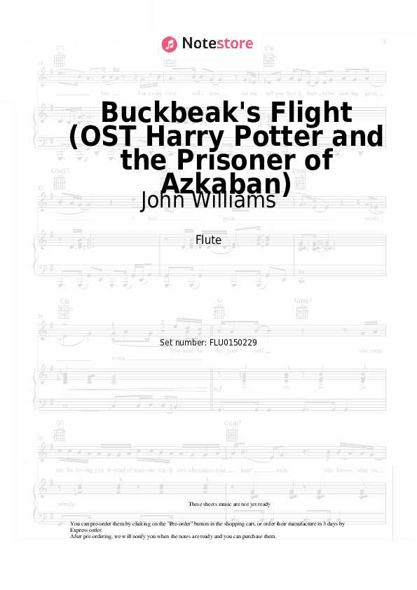 Buckbeak's Flight (OST Harry Potter and the Prisoner of Azkaban) - John Williams Flute Sheet Music - Flute