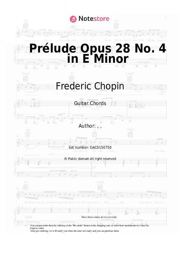 Prélude Opus 28 No. 4 in E Minor - Frederic Chopin Chords - Guitar.Chords
