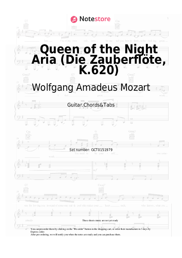 Queen of the Night Aria (Die Zauberflöte, K.620) - Wolfgang Amadeus Mozart Chords and Tabs - Guitar.Chords&Tabs