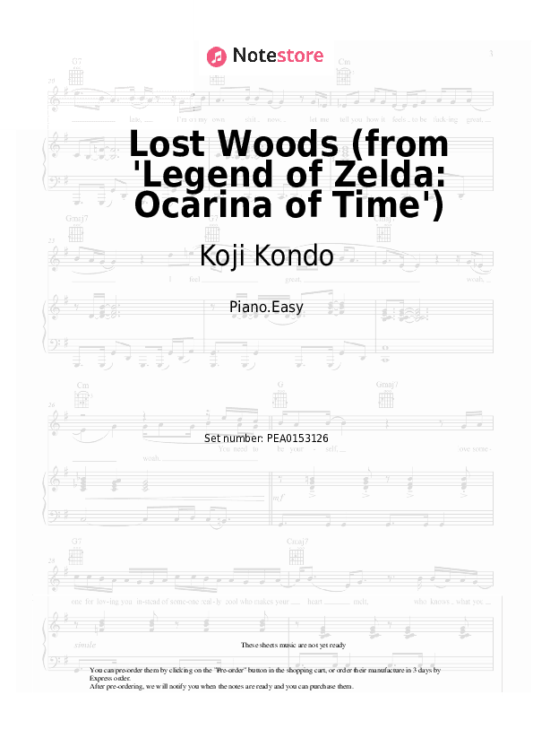 Lost Woods (from 'Legend of Zelda: Ocarina of Time') - Koji Kondo Piano Sheet Music Easy - Piano.Easy