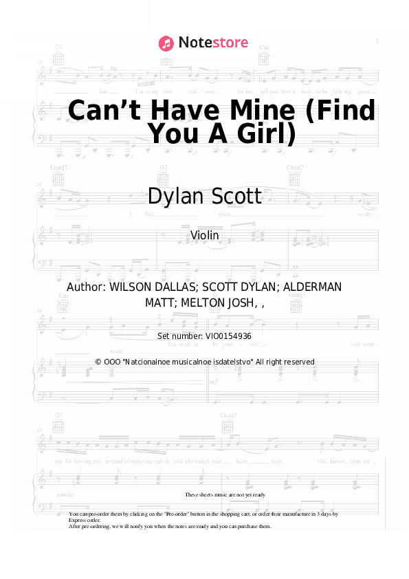 Can’t Have Mine (Find You A Girl) - Dylan Scott Violin Sheet Music - Violin