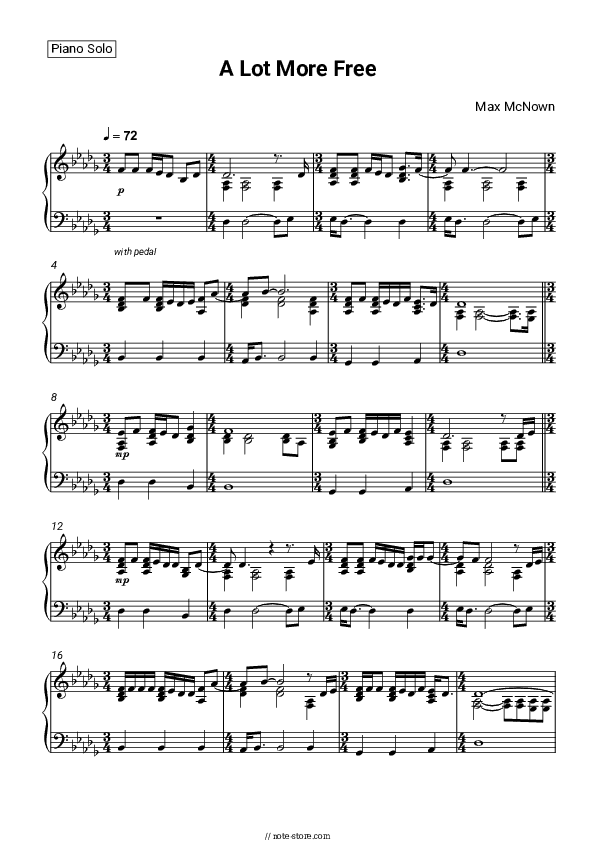 A Lot More Free - Max McNown Piano Sheet Music - Piano.Solo