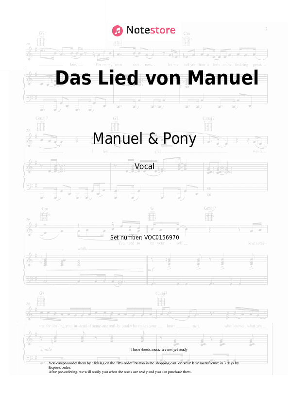 Das Lied von Manuel - Manuel & Pony Vocal Sheet Music - Vocal