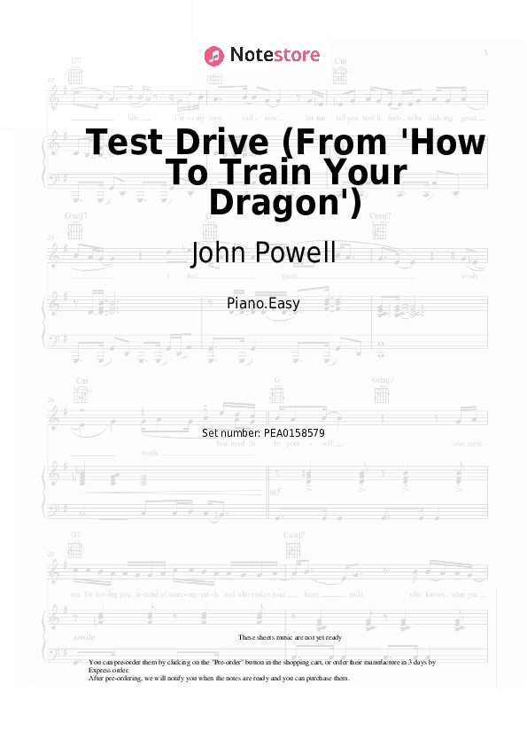 Test Drive (From 'How To Train Your Dragon') - John Powell Piano Sheet Music Easy - Piano.Easy