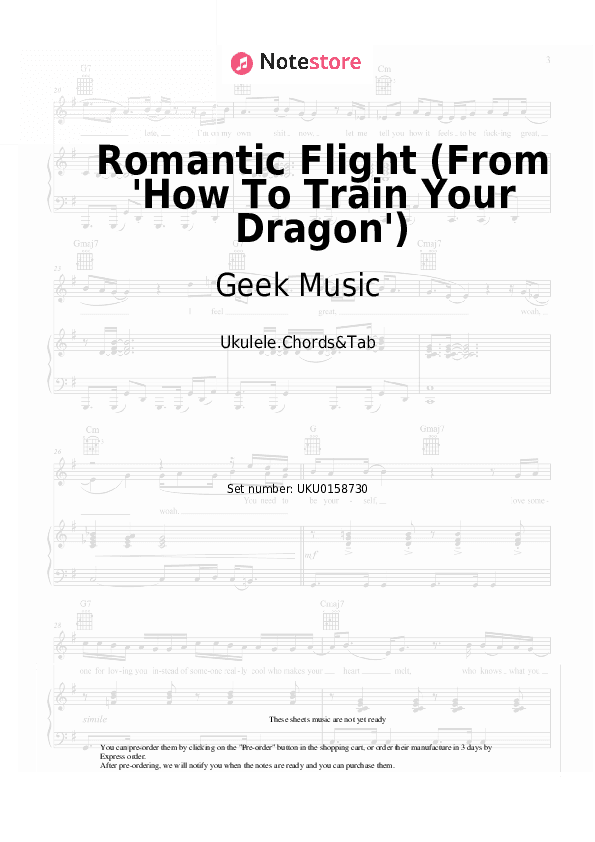 Romantic Flight (From 'How To Train Your Dragon') - Geek Music Ukulele Sheet Music - Ukulele.Chords&Tab