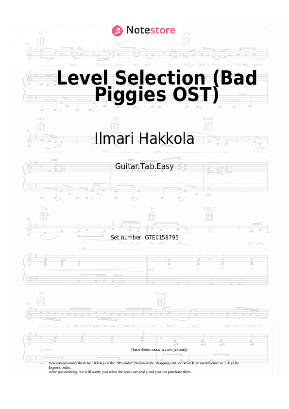 Level Selection (Bad Piggies OST) - Ilmari Hakkola Tabs Easy - Guitar.Tab.Easy