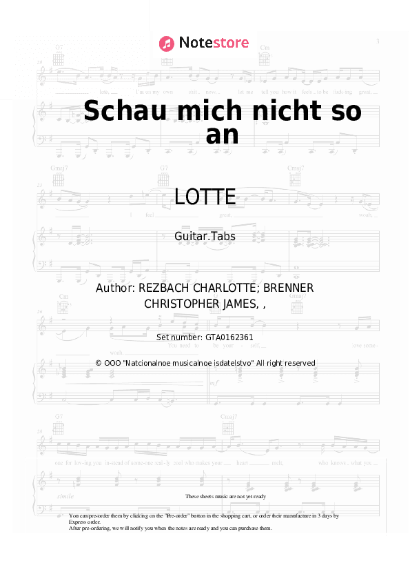Schau mich nicht so an - LOTTE Tabs - Guitar.Tabs
