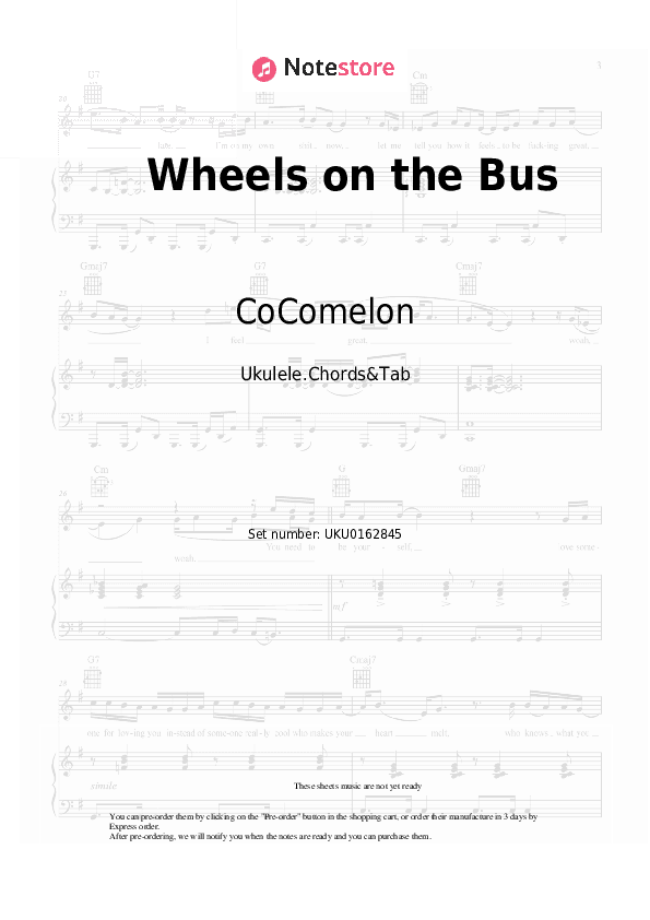 Wheels on the Bus - CoComelon Ukulele Sheet Music - Ukulele.Chords&Tab