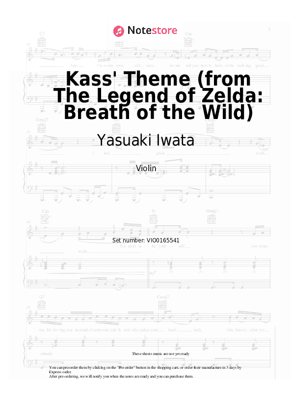 Kass' Theme (from The Legend of Zelda: Breath of the Wild) - Yasuaki Iwata Violin Sheet Music - Violin