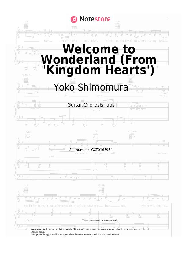 Welcome to Wonderland (From 'Kingdom Hearts') - Yoko Shimomura Chords and Tabs - Guitar.Chords&Tabs