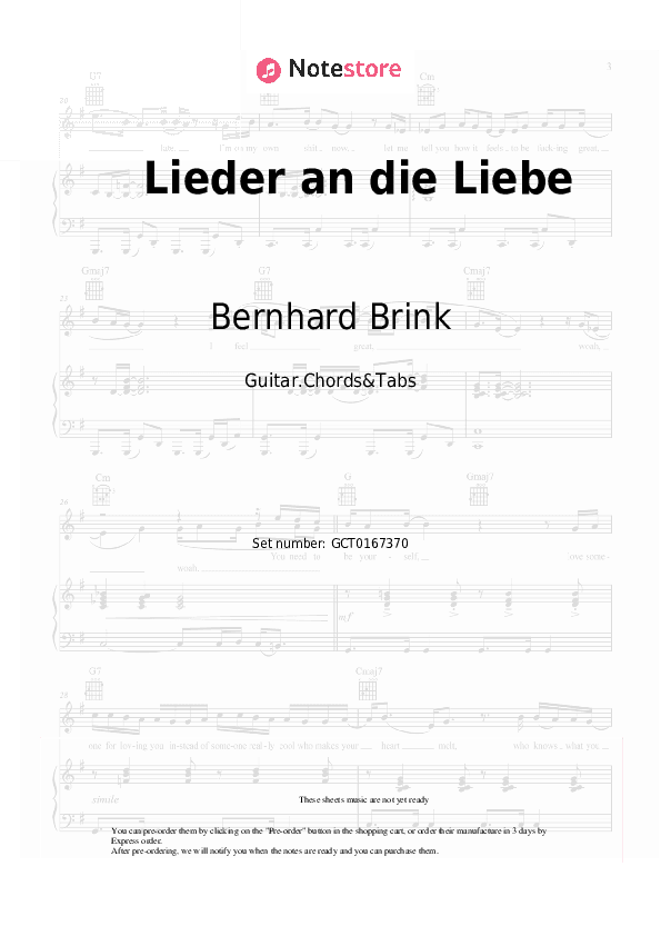 Lieder an die Liebe - Bernhard Brink Chords and Tabs - Guitar.Chords&Tabs