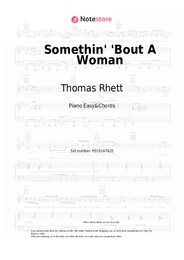 Somethin' 'Bout A Woman - Thomas Rhett Sheet Music Easy and Chords - Piano.Easy&Chords