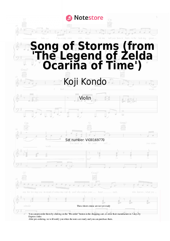 Song of Storms (from 'The Legend of Zelda Ocarina of Time') - Koji Kondo Violin Sheet Music - Violin