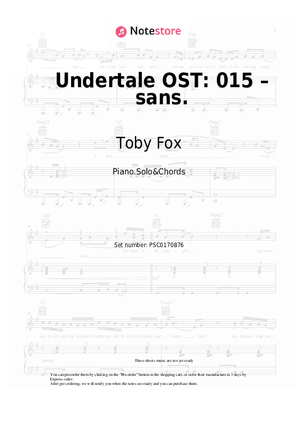 Undertale OST: 015 – sans. - Toby Fox Piano Sheet Music and Chords - Piano.Solo&Chords
