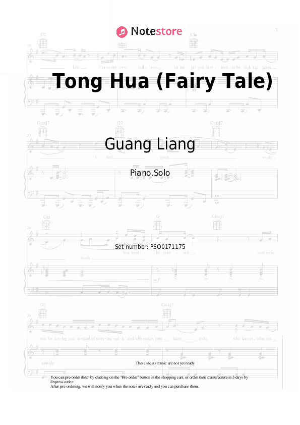 Tong Hua (Fairy Tale) - Guang Liang Piano Sheet Music - Piano.Solo