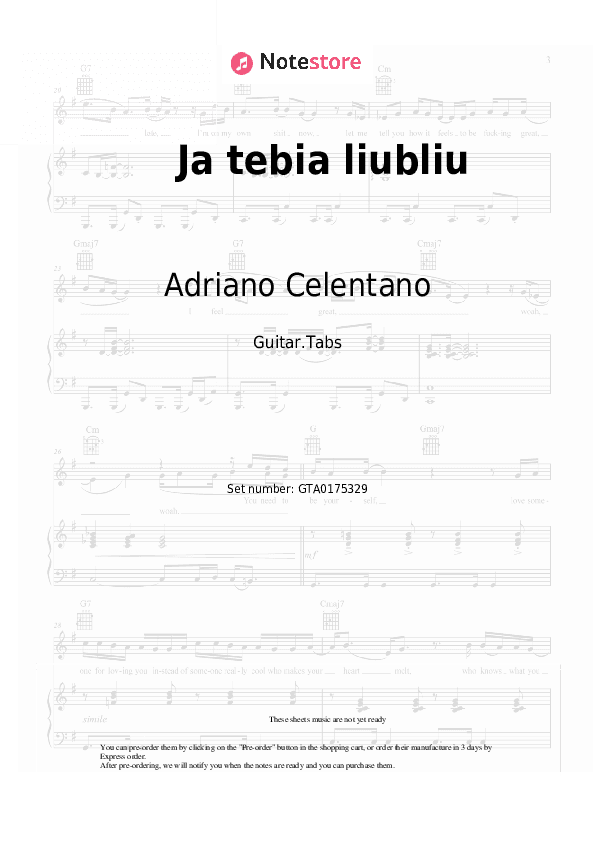 Ja tebia liubliu - Adriano Celentano Tabs - Guitar.Tabs