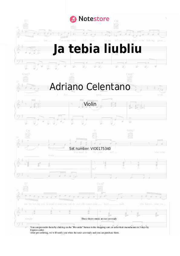 Ja tebia liubliu - Adriano Celentano Violin Sheet Music - Violin