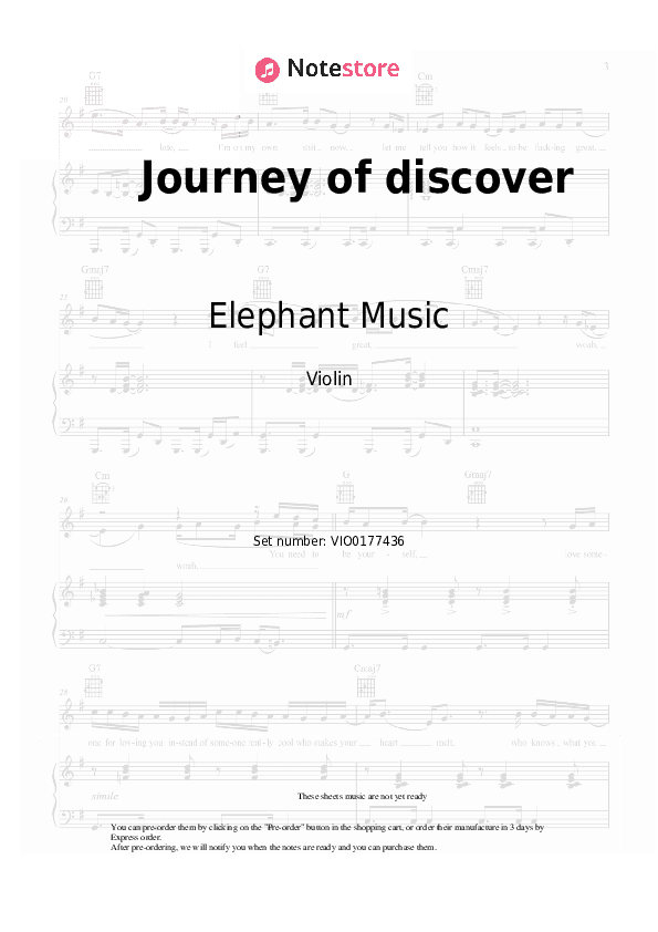Journey of discovery - Elephant Music Violin Sheet Music - Violin