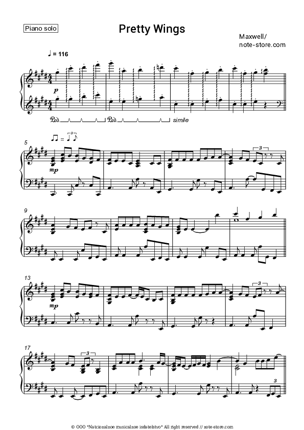 Pretty Wings - Maxwell Piano Sheet Music - Piano.Solo