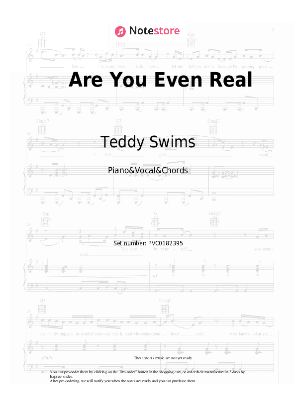 Are You Even Real - Teddy Swims, Giveon Piano Sheet Music with the Vocal and Chords - Piano&Vocal&Chords