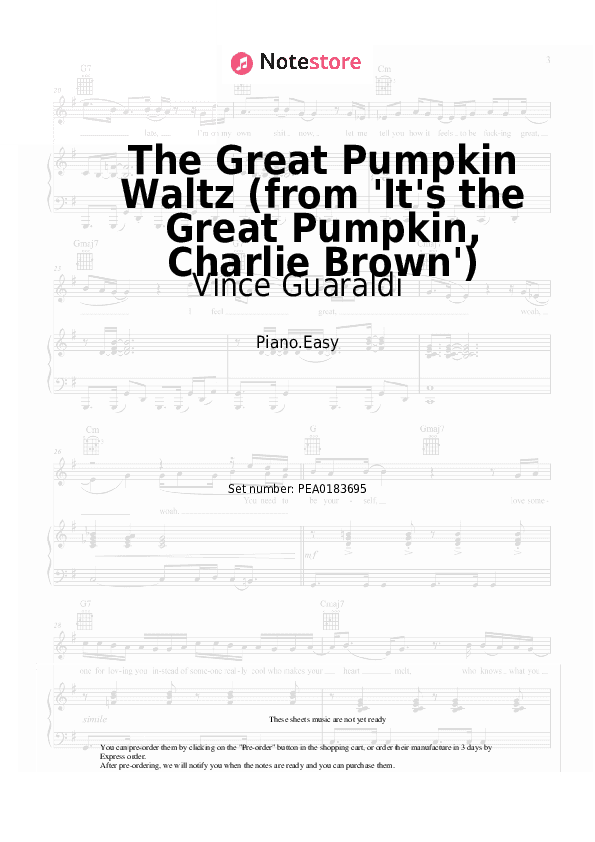 The Great Pumpkin Waltz (from 'It's the Great Pumpkin, Charlie Brown') - Vince Guaraldi Piano Sheet Music Easy - Piano.Easy