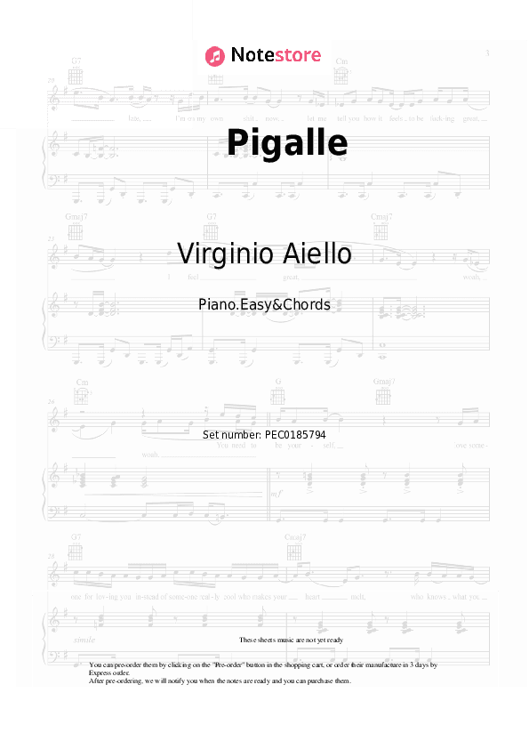 Pigalle - Virginio Aiello Sheet Music Easy and Chords - Piano.Easy&Chords