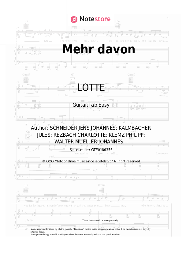 Mehr davon - LOTTE Tabs Easy - Guitar.Tab.Easy