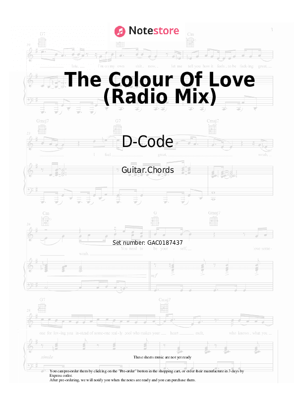 The Colour Of Love (Radio Mix) - D-Code Chords - Guitar.Chords
