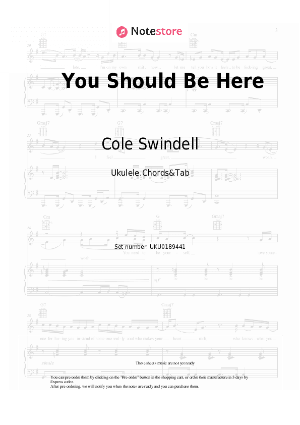 You Should Be Here - Cole Swindell Ukulele Sheet Music - Ukulele.Chords&Tab