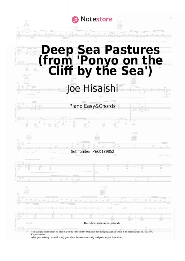 Deep Sea Pastures (from 'Ponyo on the Cliff by the Sea') - Joe Hisaishi Sheet Music Easy and Chords - Piano.Easy&Chords
