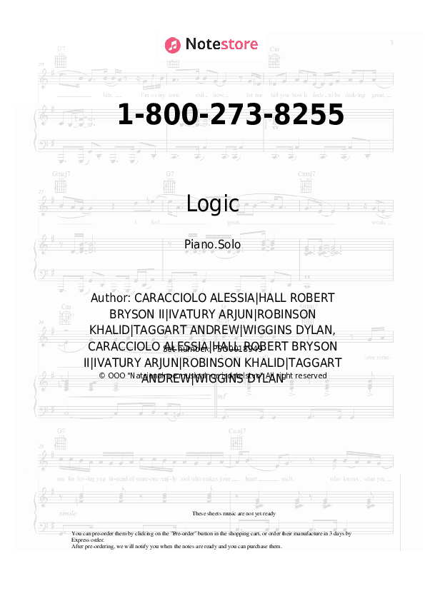 1-800-273-8255 - Logic, Alessia Cara, Khalid Piano Sheet Music - Piano.Solo