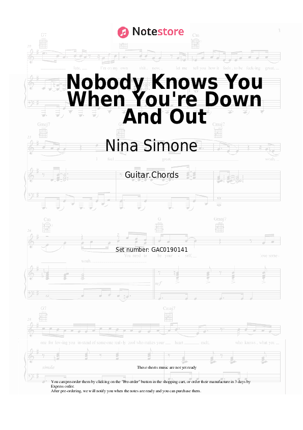 Nobody Knows You When You're Down And Out - Nina Simone Chords - Guitar.Chords