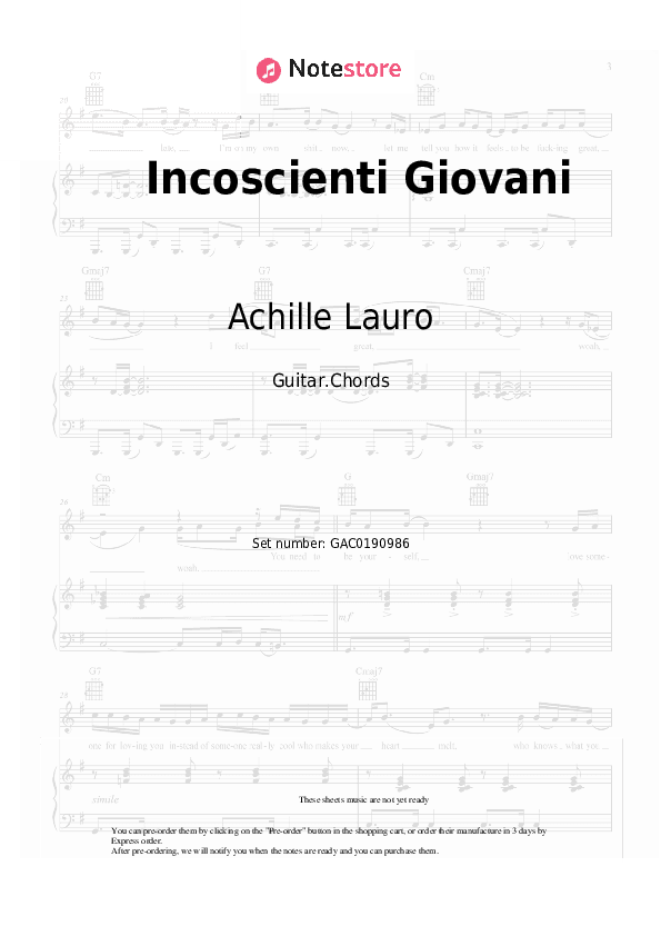 Incoscienti Giovani - Achille Lauro Chords - Guitar.Chords