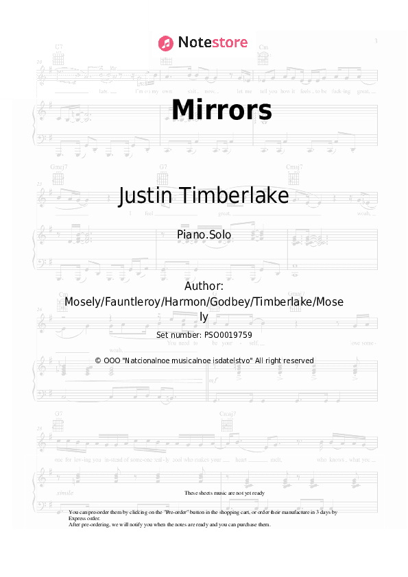 Mirrors - Justin Timberlake Piano Sheet Music - Piano.Solo