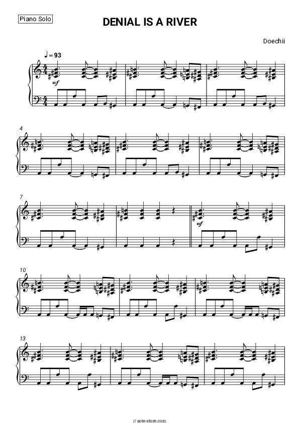 DENIAL IS A RIVER - Doechii Piano Sheet Music - Piano.Solo