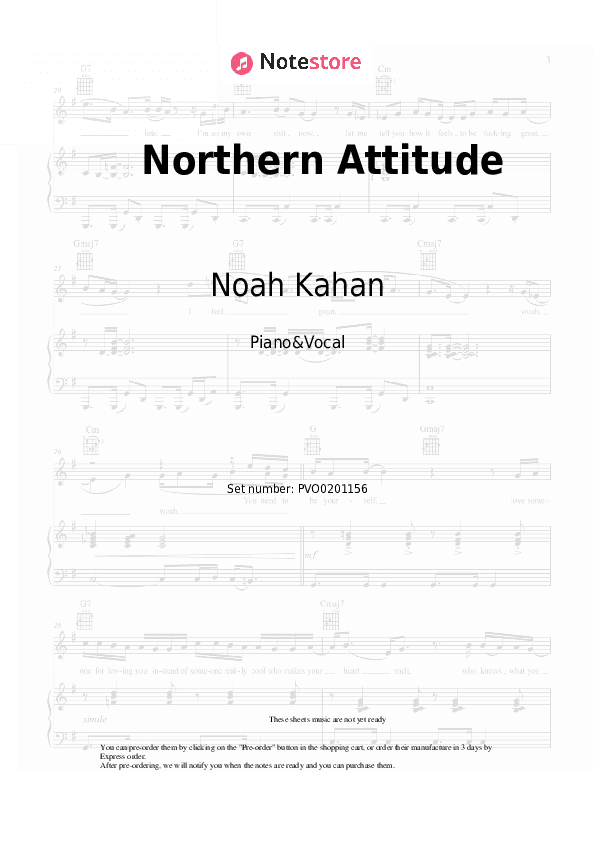 Northern Attitude - Noah Kahan, Hozier Piano Sheet Music with the Voice part - Piano&Vocal