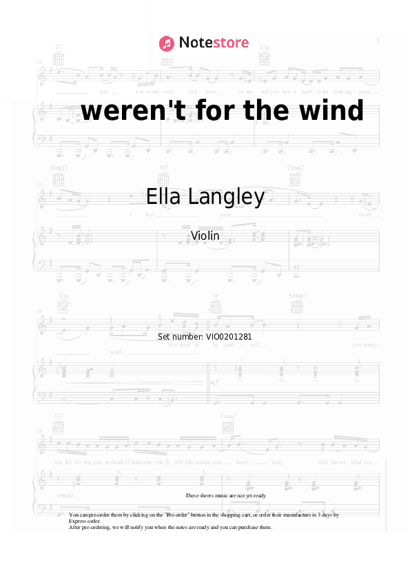 weren't for the wind - Ella Langley Violin Sheet Music - Violin