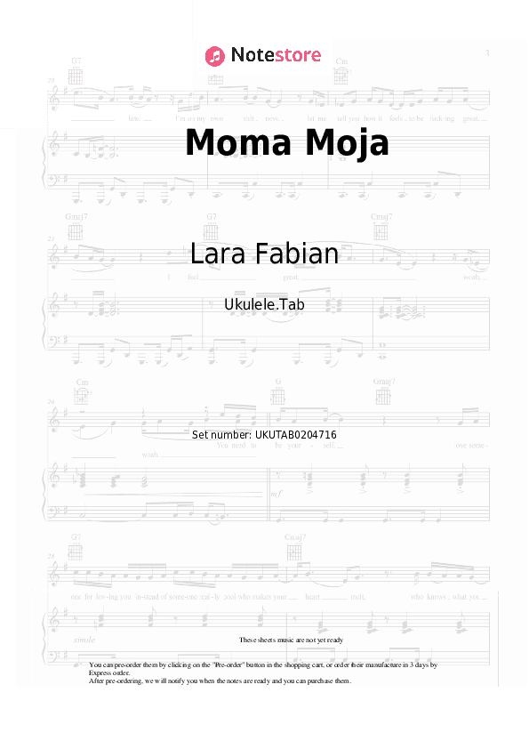 Moma Moja - Lara Fabian, Igor Krutoy Sheet Music - Ukulele.Tab