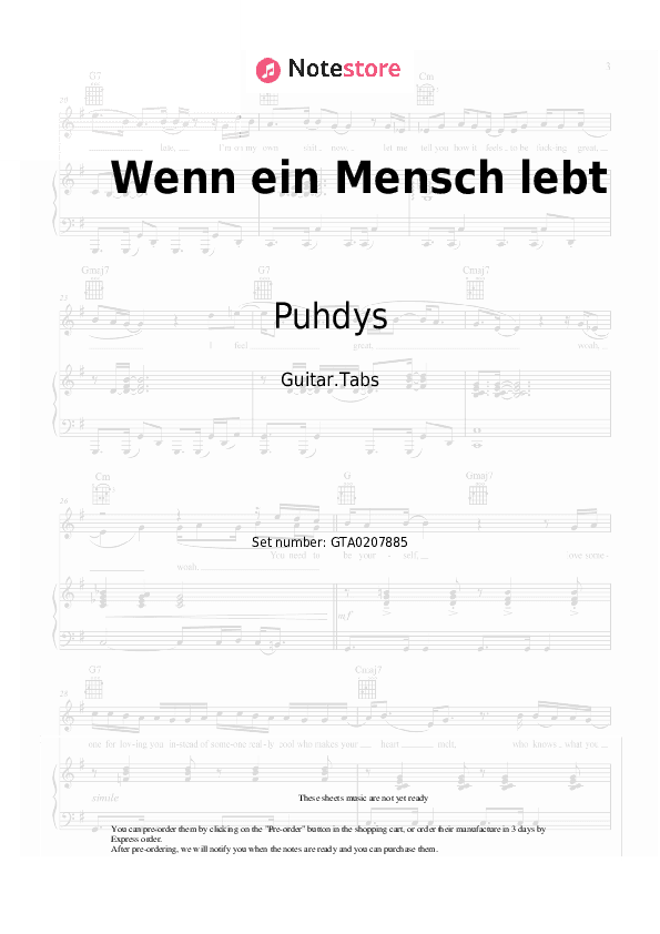 Wenn ein Mensch lebt - Puhdys Tabs - Guitar.Tabs