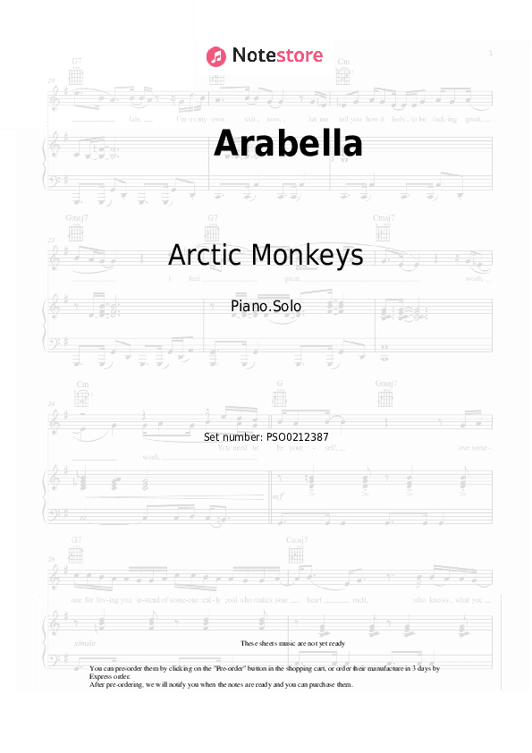 Arabella - Arctic Monkeys Piano Sheet Music - Piano.Solo