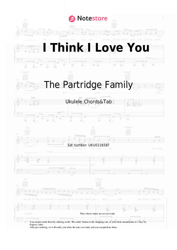 I Think I Love You - The Partridge Family Ukulele Sheet Music - Ukulele.Chords&Tab