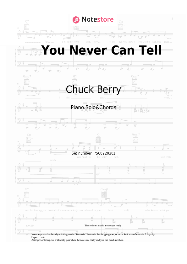 You Never Can Tell - Chuck Berry Piano Sheet Music and Chords - Piano.Solo&Chords