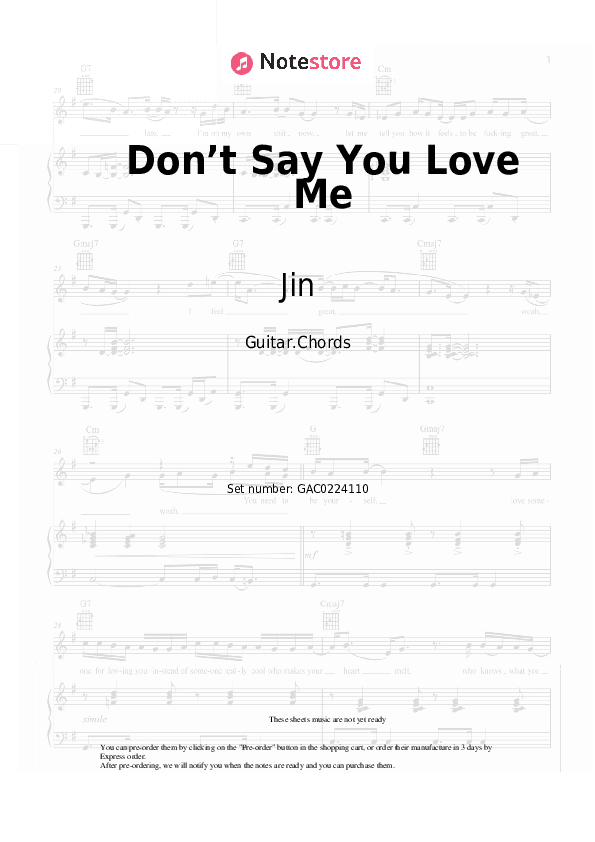 Don’t Say You Love Me - Jin Chords - Guitar.Chords