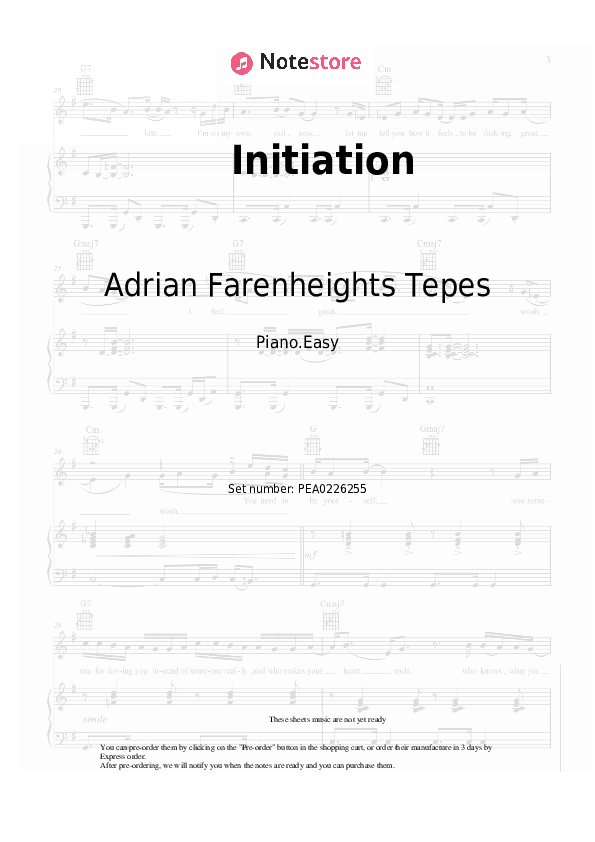 Initiation - Adrian Farenheights Tepes Piano Sheet Music Easy - Piano.Easy