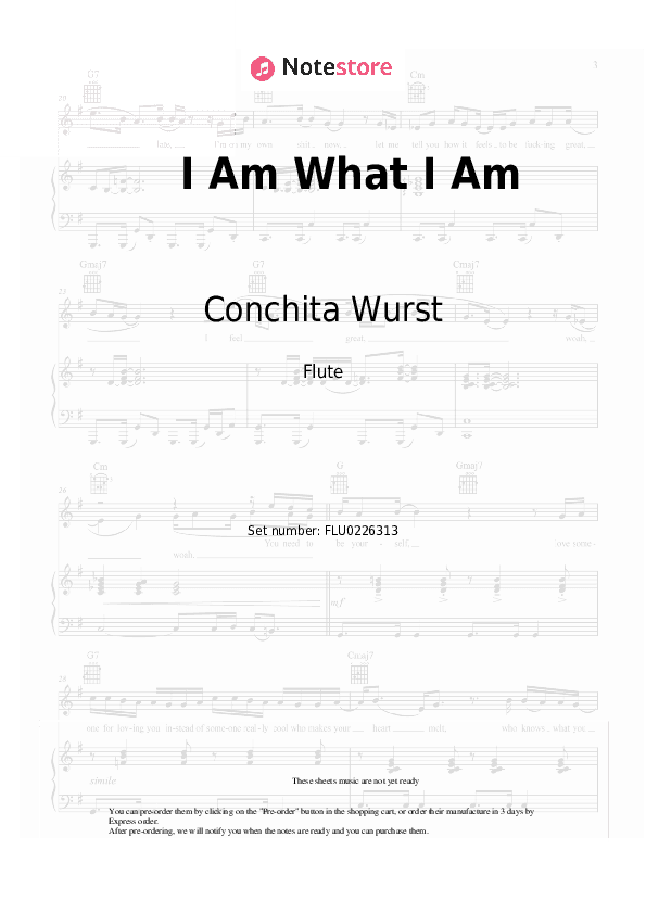 I Am What I Am - Conchita Wurst Flute Sheet Music - Flute