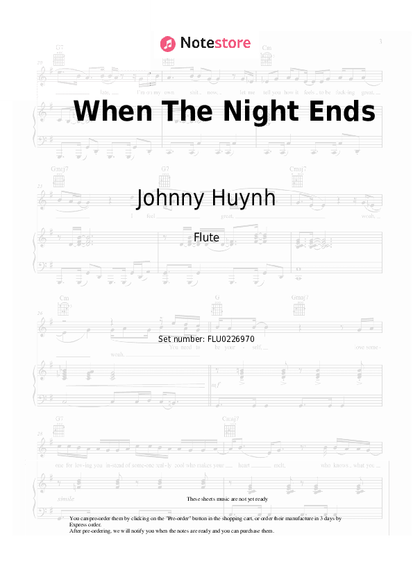 When The Night Ends - Johnny Huynh Flute Sheet Music - Flute