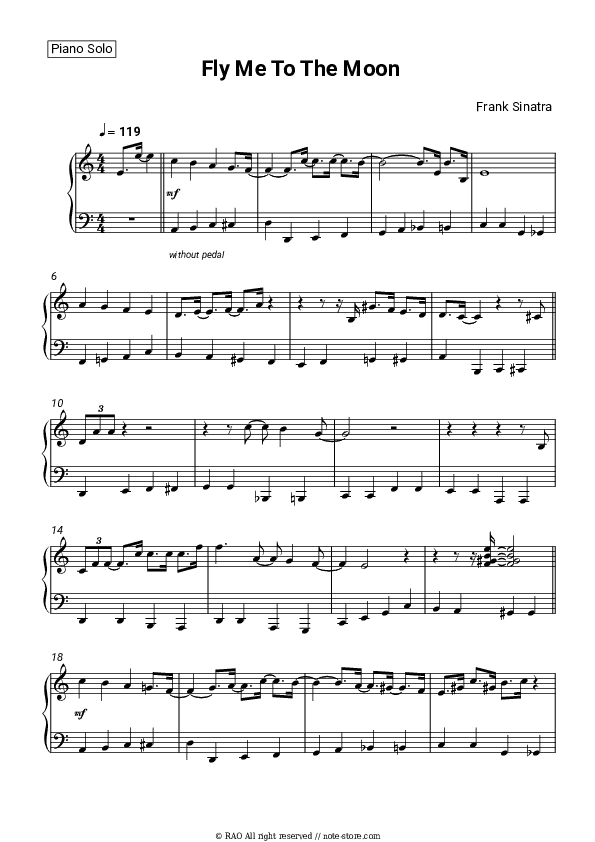 Fly Me To The Moon - Frank Sinatra Piano Sheet Music - Piano.Solo