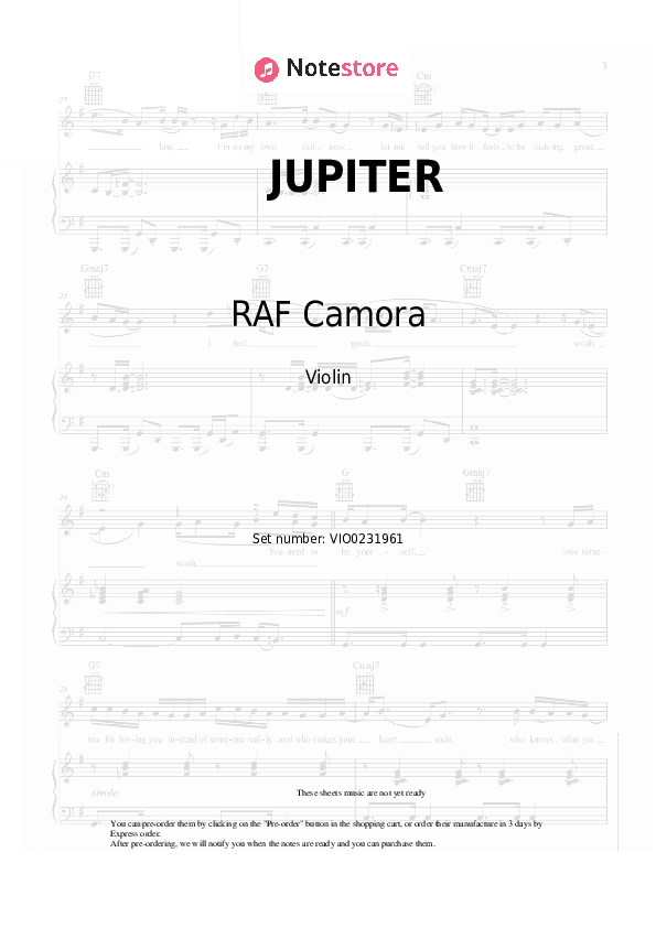 JUPITER - RAF Camora, Apache 207 Violin Sheet Music - Violin