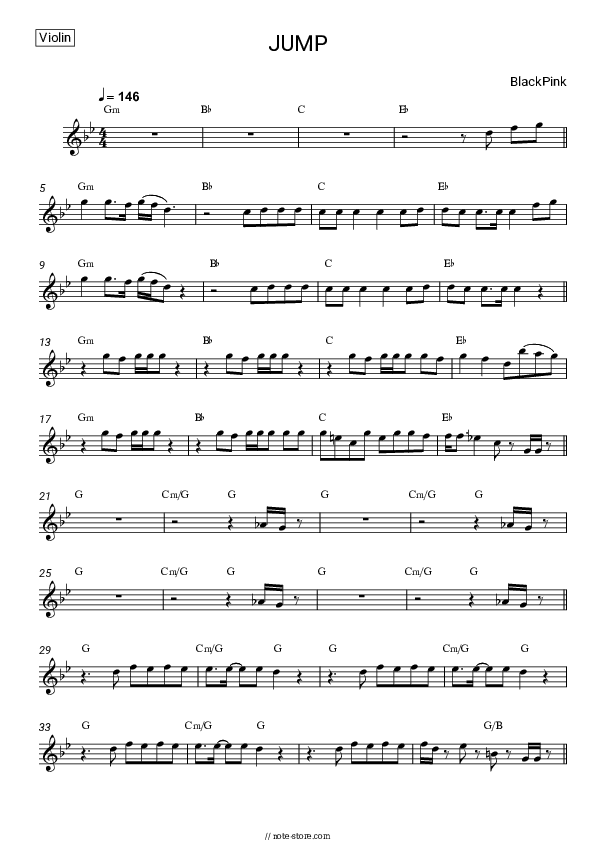 JUMP - BlackPink Violin Sheet Music - Violin